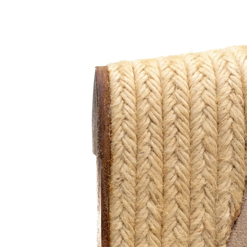 HERMÈS TAUPE SUEDE & METALLIC BRAIDED STRAP INES ESPADRILLE WEDGES EU 38 US 7.5‎